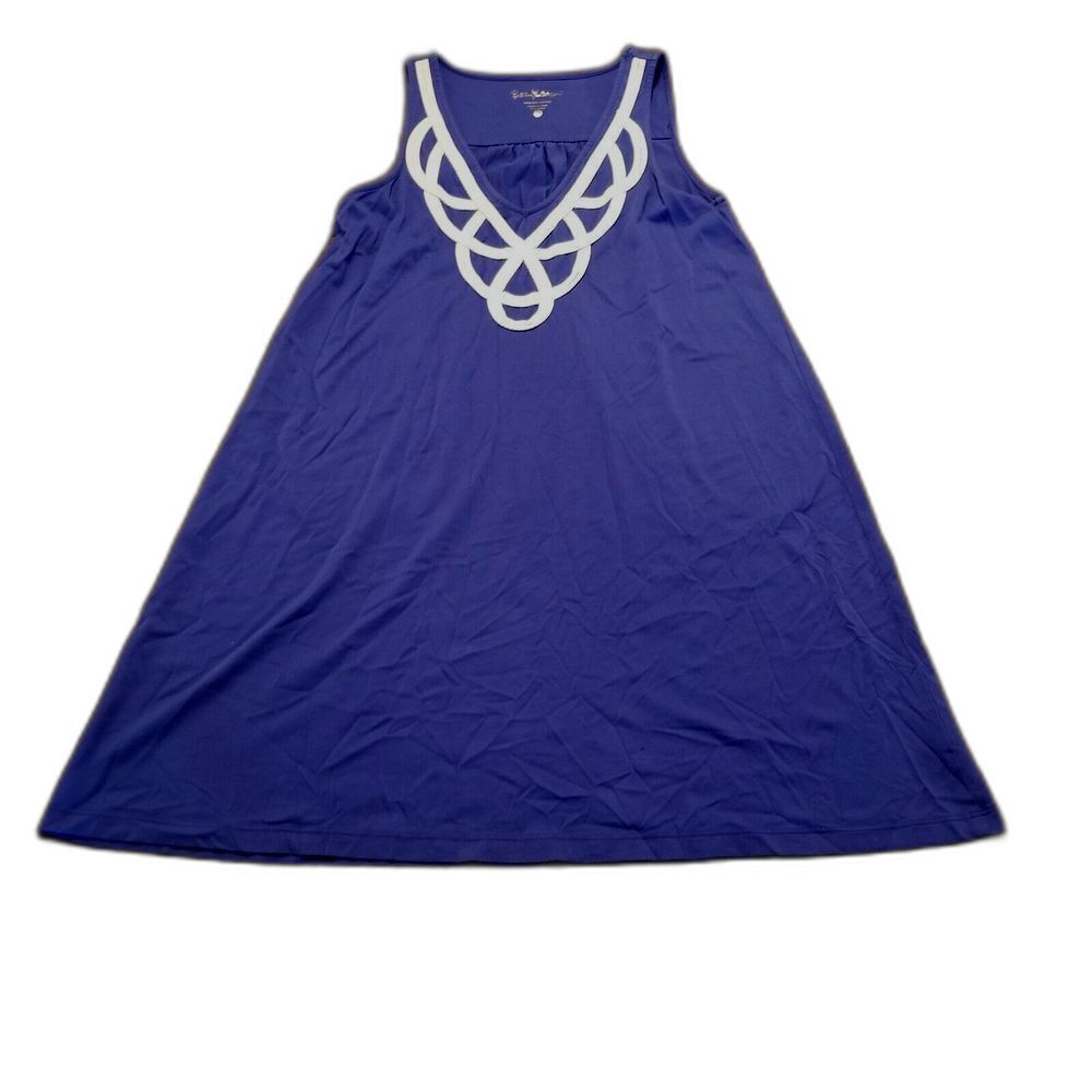 Lilly Pulitzer Blythe Swing Dress Women's Size XS Blue White Trim V-Neck
